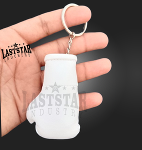 Llavero de guante de boxeo de cuero PU Mini personalizado de alta calidad Característica de muñeca con cordones Color BLANCO y bandera de país TÍTULO Y Exhibición de logotipo - Product Image 1