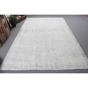 Tapis turc 6,6 x 9,9 pieds, grand tapis vintage, tapis en laine persane blanc - Product Image 1