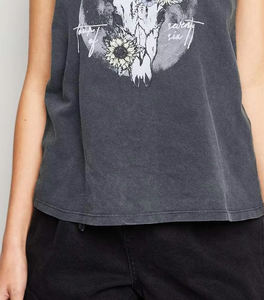 2025 tendencia al por mayor transpirable de talla grande lavado con ácido de diamantes de imitación ropa informal 100% algodón camiseta de gran tamaño para mujer - Product Image 4