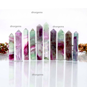 Tour de cristal de rhodonite, pierre précieuse naturelle |   Pointe d'obélisque en pierre d'énergie curative : Quartz rose, Fluorite, Jaspe océanique, Cristal - Product Image 3