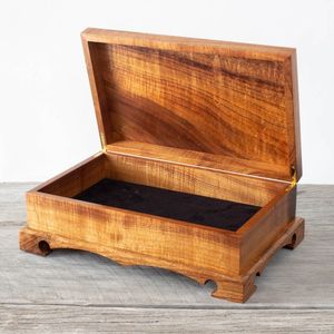 Boîtes de rangement en bois massif brun foncé personnalisées et boîte en bois à charnière différents styles boisé emballé - Product Image 3