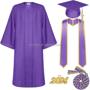 Casquette et robe de graduation de style américain étole dorée et cordon d'honneur robes et casquettes de graduation 2025 ensemble d'étole à pompon robe de graduation - Product Image 5