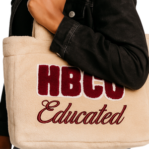 Sac fourre-tout bohème en fourrure résistant à l'eau, éducatif et neutre, pour les universités d'enseignement supérieur afro-américaines (HBCU), Delta Fuzzy Plush Chenille Embroidery Greek Sorority Divine Nine - Product Image 5