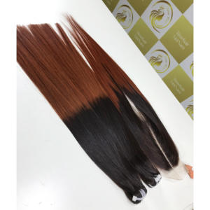 Extensions de cheveux vierges Remy longs 8-40 ''pour matière première non traitée HD frontale alignée Ombre du Vietnam - Product Image 6