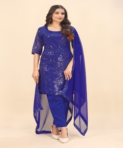 Robe de soirée moderne en Georgette inspirée de Bollywood à la mode avec sequin Detailing kurta. - Product Image 3