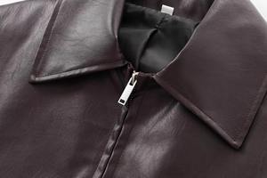 Veste en faux cuir à manches longues pour femmes vêtements d'extérieur amples avec remplissage en coton respirant tricoté confortable - Product Image 4