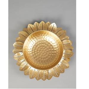 Fabricant de confiance, plaque métallique ronde avec motif de feuilles et de fleurs, plaque de qualité supérieure de couleur or - Product Image 4