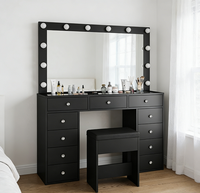 Table de toilette de luxe moderne avec prises intégrées, bureau de maquillage dissimulé, pour dressing