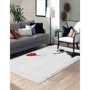 Tapis imprimé Banksy Red Balloon, Street Art, personnalisé, de luxe, avec tapis à poils doux - Product Image 2
