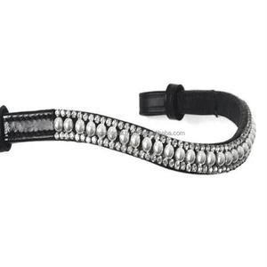 Équipement équestre de haute qualité 3 rangs blanc cristaux clairs verre diamante toutes formes cuir cheval front bande en pleine tailles cob - Product Image 2