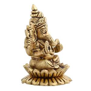 Statue de Ganesha idole Ganesh en laiton pour la décoration intérieure Ganesha Murti pour bureau et Ganpati idole pour voiture - Product Image 2