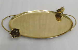 Incroyable plateau de service en laiton et acier pour la maison hôtel restaurants vaisselle et table couleur or fleur design plateau de service et plat - Product Image 2