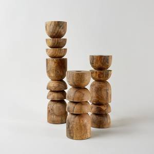 Porte-bougie en bois élégant avec texture naturelle pour la décoration de la maison, le bureau et un choix de cadeau haut de gamme - Product Image 2