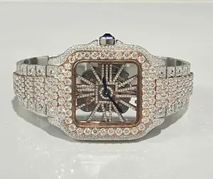 Best Selling Top Brand Luxury Bling Quartz Square Men Watch Gold Full Diamond Watches Available At Wholesale Price