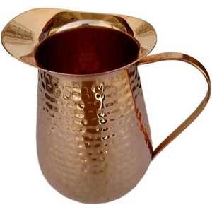 Jarra de cobre martillado de primera calidad con base resistente, mango fuerte y hermoso brillo para servir agua fresca y limpia a los invitados - Product Image 2