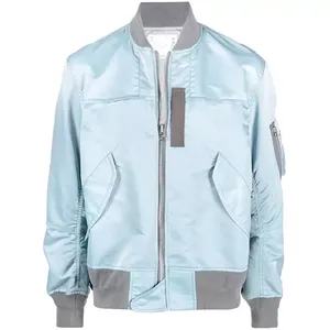 Blouson d'aviateur en satin de soie de haute qualité pour hommes Blouson d'aviateur matelassé en satin à la nouvelle mode et au nouveau style - Product Image 1