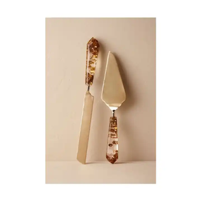 Serveur à gâteau décoratif en acier design antique de haute qualité avec poignées en acrylique outils personnalisés polis brillants - Product Image 3