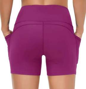 Pantalones cortos de yoga sin costuras de secado rápido de cintura alta para mujer Pantalones cortos casuales elásticos con patrón sólido para deportes - Product Image 3