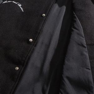 Customized Men's Wool/Cotton Stand Collar <b>Jacket</b> Fashionable Letterman Style for Outdoor Casual Wear XL Embroidery Plain Dyed - Product Image 4