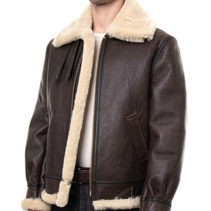 2025 Wholesale Lightweight <b>Winter</b> Genuine Sheepskin Leather Fleece <b>Thick</b> Warm Jacket Outdoor Fur Filling Leather <b>Coat</b> for Men - Product Image 4