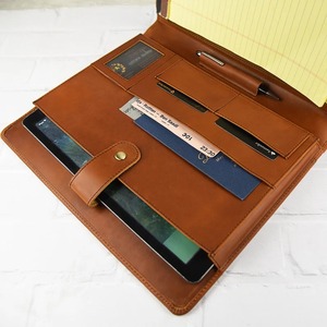 Vintage Genuine <b>Leather</b> A4 Zipper Portfolio Binder Durable <b>Document</b> <b>Folder</b> LPF-0119 - Product Image 5