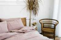 Ensemble de linge de lit en tissu décoloré rose pastel 3 pièces drap de lit plat respirant Portable plié literie portable pour la maison mariages vente