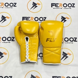 OEM Custom Made Fly Yellow Wholesale Real Cowhide Leather Boxing Set <b>Training</b> Gear Professional Sparring Protection <b>Head</b> & Groin - Product Image 2