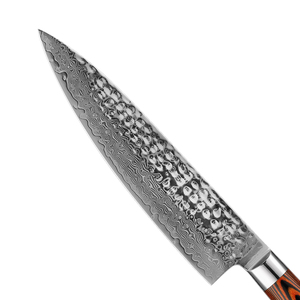 Couteau de chef damas en acier inoxydable de grande qualité personnalisé vente en gros de manche et de lame en bois coloré - Product Image 5