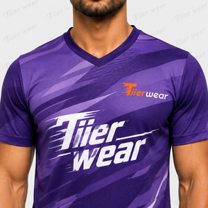 Maillot de football extérieur style col en V, écologique, séchage rapide, léger, en polyester, à manches courtes, uniforme d'équipe - Product Image 5