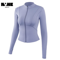 Chaqueta de Yoga Deportiva con Cierre, Corte Ajustado, Manga Larga, con Orificios para Pulgares, Transpirable, de Secado Rápido, 100% Poliéster