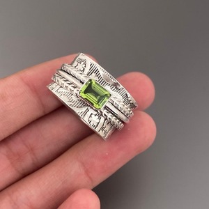Best Quality <b>Spinner</b> Ring 925 Soli Sterling Silver <b>Spinner</b> Ring for Women Peridot Three Tone <b>Spinner</b> Wave Band Ring <b>Fidget</b> Ring - Product Image 3