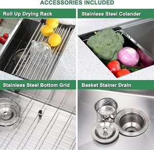 อ่างล้างจานสแตนเลสขนาดเล็กพร้อมกระชอนอ่างล้างจานอ่างล้างจาน - Product Image 4