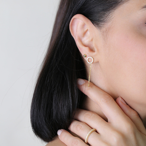 Hollow Design CZ Chain <b>Stud</b> Earring Turkish Handcrafted Wholesale 925 Sterling <b>Silver</b> Jewelry - Product Image 2