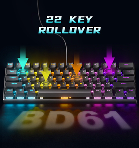 Blue Switch Gaming <strong>Keyboard</strong> 60 Percent Gamer Teclado Compact 61 Keys Rainbow Backlit Computer PC <strong>Wired</strong> White Mechanical <strong>Keyboard</strong>