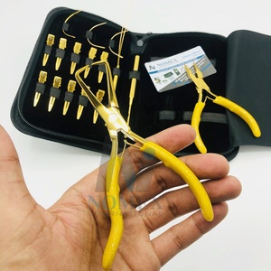 Kit d'outils de pose d'extensions capillaires de haute qualité pour étudiants, avec pinces, clips, aiguilles, outils à boucle et crochet, revêtement couleur or plasma - Product Image 6