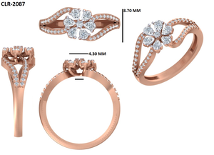 Anillo de Compromiso con Diamante Cultivado en Laboratorio de Corte Pera de 0.30 Quilates, Oro Rosa de 14k, Anillo de Bodas con Diamante en Forma de Flor, Regalo de San Valentín - Product Image 6