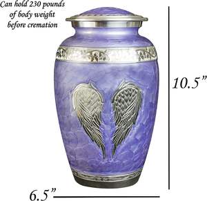 Urne funéraire Purple Angel Wings avec souvenir assorti et sac en velours - Product Image 6