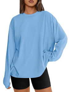 Sudadera de Mujer para Invierno, Informal, Holgada, Cuello Redondo, 100% Algodón, Felpa, Estilo Urbano, Transpirable, de Secado Rápido, Manga Larga - Product Image 2