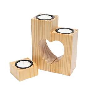 Bougeoirs en bois d'acacia en forme de cœur pour les mariages et Noël Décoration romantique de la Saint-Valentin pour les tables de mariage - Product Image 4