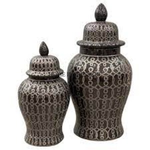 Couleur noire fantaisie Antique Designer émail finition haute qualité métal fait pot de gingembre ustensiles de cuisine accessoires fournitures - Product Image 5