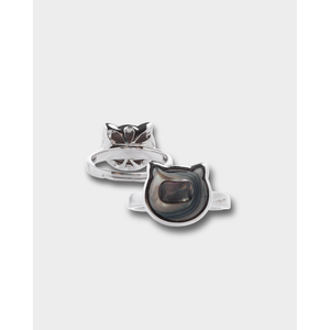 Trendy Brass <b>Cat</b> <b>Ring</b> with Rhodium Rose Gold or Gold Plating and Claw Inlay - Product Image 1