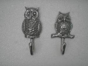 Metal búho par abrigo gancho decorativo pared colgante Anime Animal tema Regalo - Product Image 3