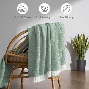Manta de tiro de punto cepillado transpirable ecológica verde 50 ''x 60'' para sofá cama sofá - Product Image 3