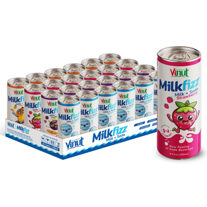 Milkfizz Vinut 250 ml Boisson gazeuse fraîchement pressée en canette (en conserve) au goût de fraise Lait HALAL KOSHER Fabricant de produits de marque privée OEM/ODM - Product Image 2