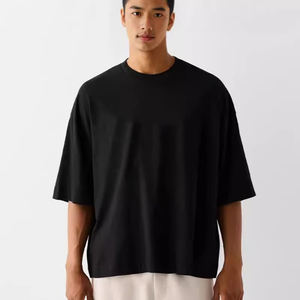 Camiseta Holgada de Corte Cuadrado para Hombre, Estilo Urbano, Servicio OEM, Personalizada con Serigrafía, 100% Algodón Ecológico, Cuello Redondo - Product Image 1