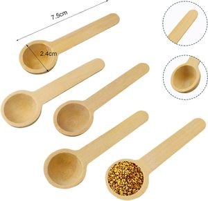 Mini cuillères en bois naturel de 3 pouces, 60 pièces, petite cuillère à sel de bain et cuillère de dégustation pour assaisonner les condiments - Product Image 2