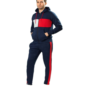 Ensemble survêtement à capuche et pantalon de jogging en molleton technique lourd en coton et polyester, avec logo personnalisé, décontracté, uni, fermeture éclair intégrale - Product Image 1