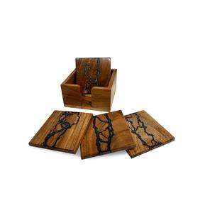 Posavasos de piedra de madera y resina, posavasos de forma cuadrada, posavasos de resina de madera para uso en restaurantes, gran oferta - Product Image 3