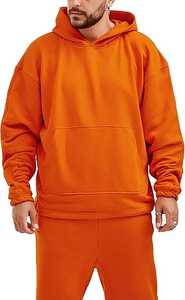 Ensemble survêtement homme personnalisé en coton et polyester 380GSM, sweat à capuche et pantalon de jogging, logo brodé, vert olive, tenue de plein air - Product Image 4