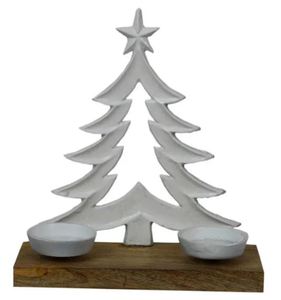 Meilleure vente coeur en aluminium et T-Light couleur blanche sur socle en bois lot de 2 fabriqués à la main personnalisés décoratifs de Noël - Product Image 5